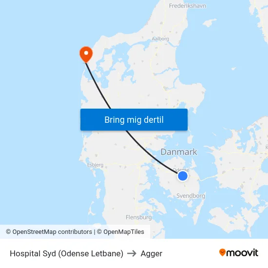 Hospital Syd (Odense Letbane) to Agger map