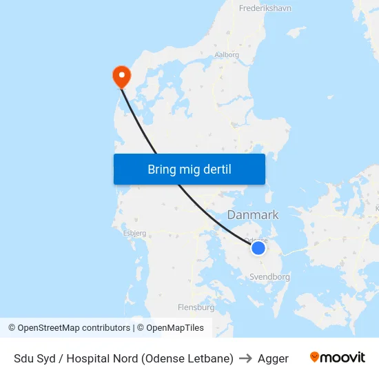 Sdu Syd / Hospital Nord (Odense Letbane) to Agger map