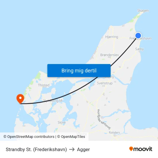 Strandby St. (Frederikshavn) to Agger map