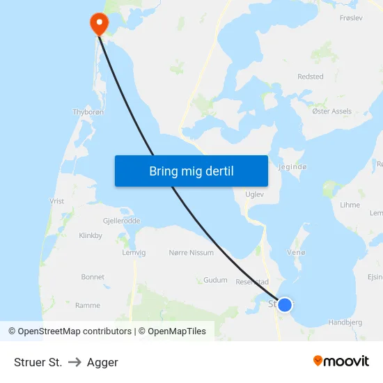 Struer St. to Agger map