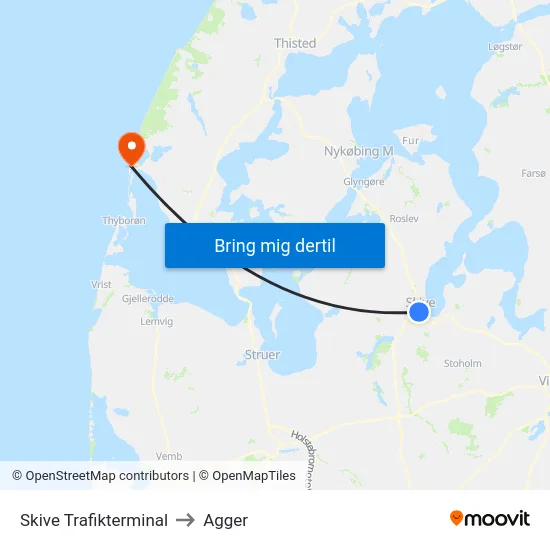 Skive Trafikterminal to Agger map