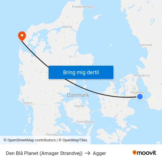 Den Blå Planet (Amager Strandvej) to Agger map