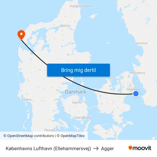 Københavns Lufthavn (Ellehammersvej) to Agger map