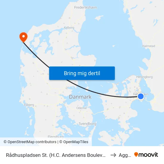 Rådhuspladsen St. (H.C. Andersens Boulevard) to Agger map