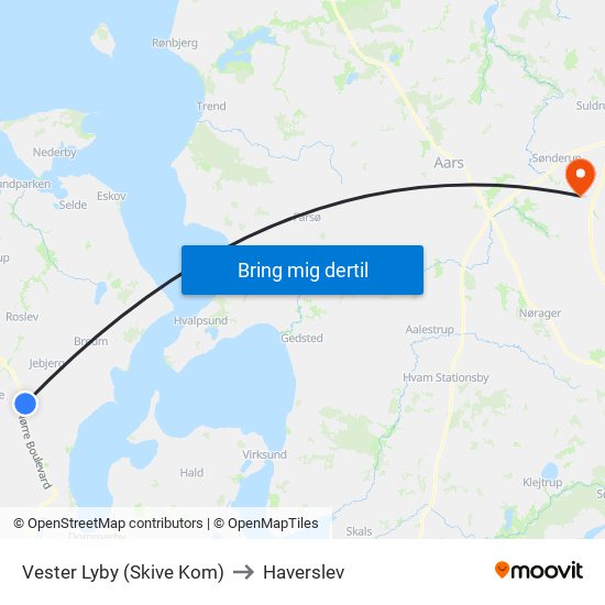 Vester Lyby (Skive Kom) to Haverslev map