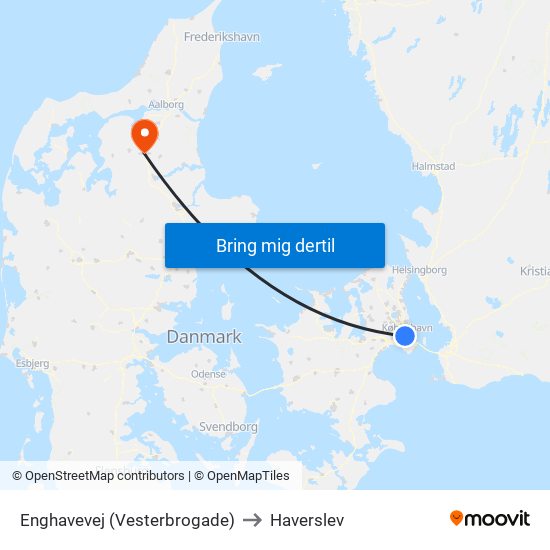 Enghavevej (Vesterbrogade) to Haverslev map