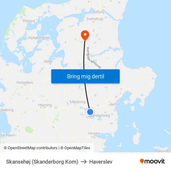 Skansehøj (Skanderborg Kom) to Haverslev map
