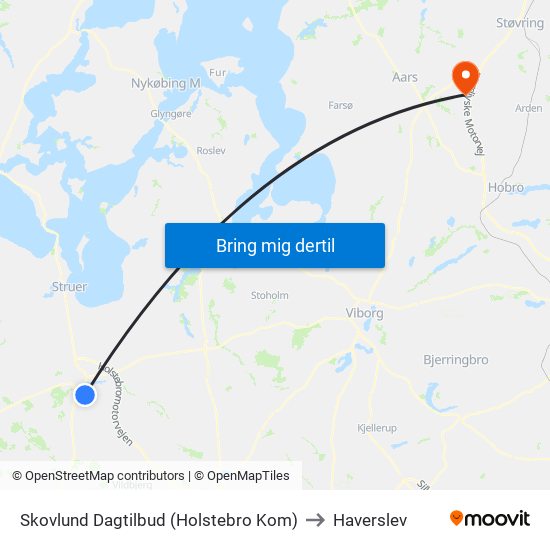 Skovlund Dagtilbud (Holstebro Kom) to Haverslev map