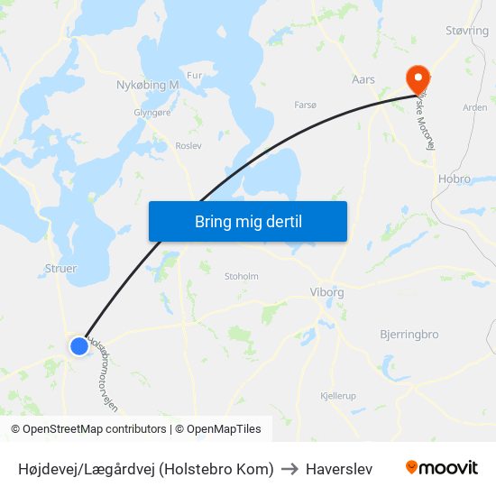 Højdevej/Lægårdvej (Holstebro Kom) to Haverslev map