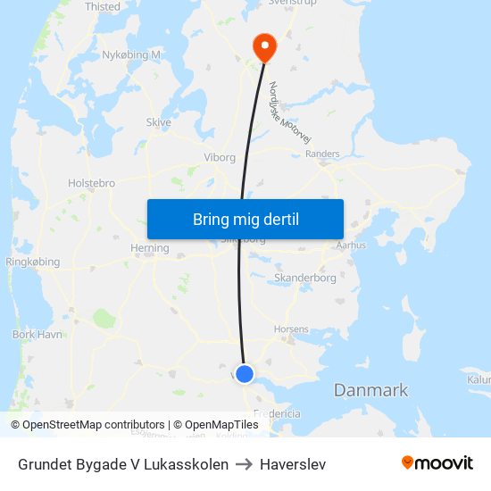 Grundet Bygade V Lukasskolen to Haverslev map