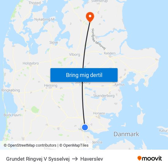 Grundet Ringvej V Sysselvej to Haverslev map