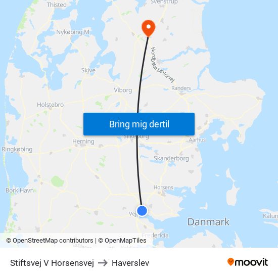 Stiftsvej V Horsensvej to Haverslev map