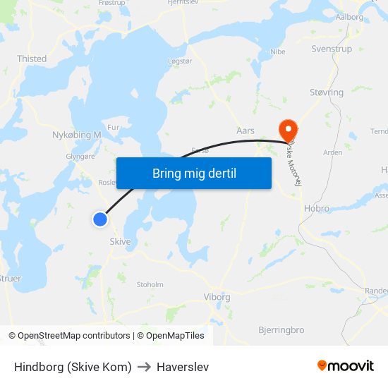 Hindborg (Skive Kom) to Haverslev map