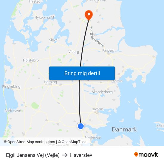 Ejgil Jensens Vej (Vejle) to Haverslev map