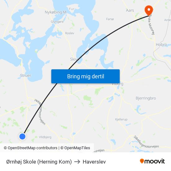 Ørnhøj Skole (Herning Kom) to Haverslev map