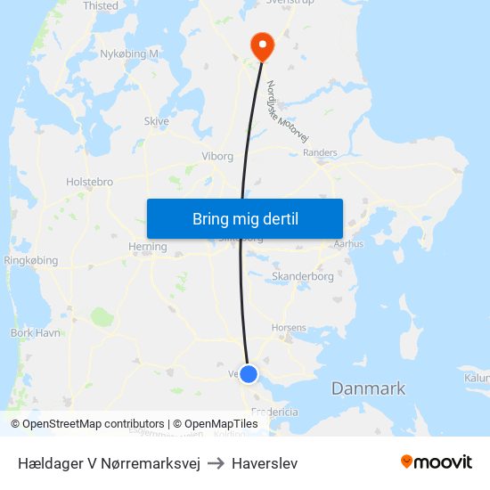 Hældager V Nørremarksvej to Haverslev map