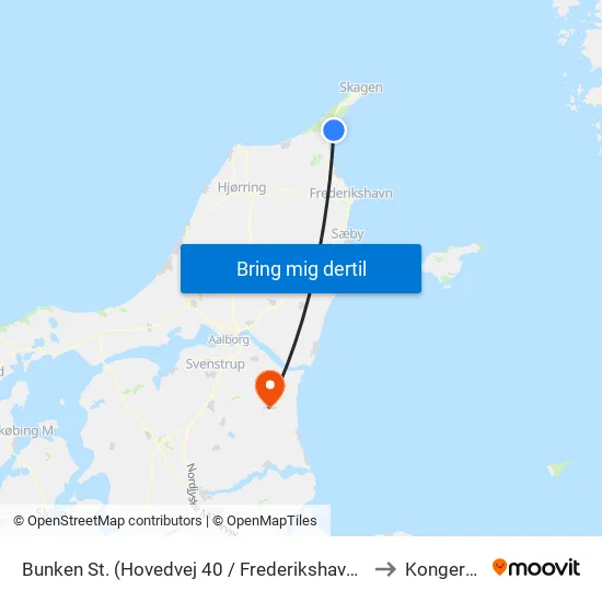 Bunken St. (Hovedvej 40 / Frederikshavn Komm.) to Kongerslev map