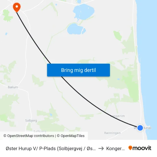 Øster Hurup V/ P-Plads (Solbjergvej / Øster Hurup) to Kongerslev map