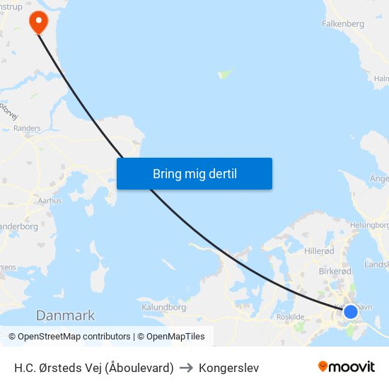 H.C. Ørsteds Vej (Åboulevard) to Kongerslev map