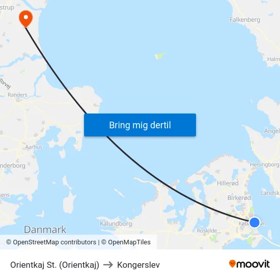 Orientkaj St. (Orientkaj) to Kongerslev map
