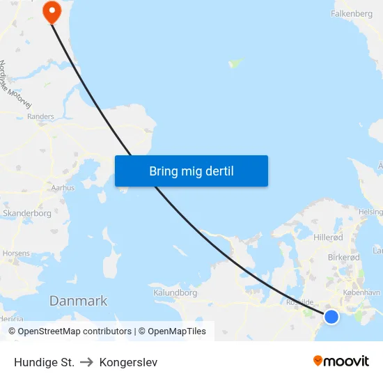 Hundige St. to Kongerslev map
