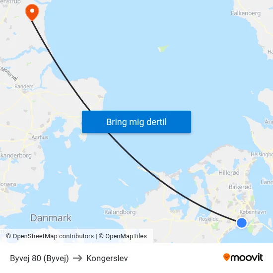 Byvej 80 (Byvej) to Kongerslev map