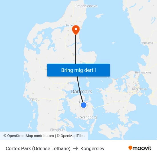 Cortex Park (Odense Letbane) to Kongerslev map