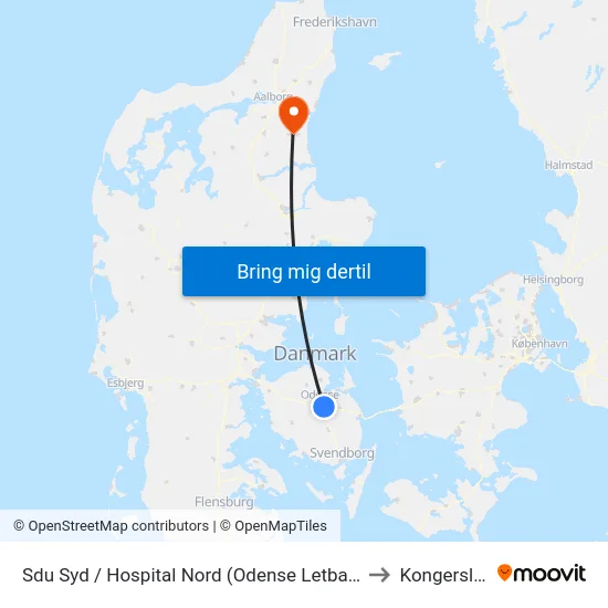 Sdu Syd / Hospital Nord (Odense Letbane) to Kongerslev map