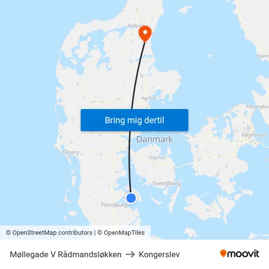 Møllegade V Rådmandsløkken to Kongerslev map