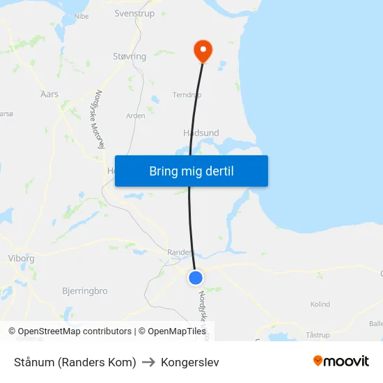 Stånum (Randers Kom) to Kongerslev map