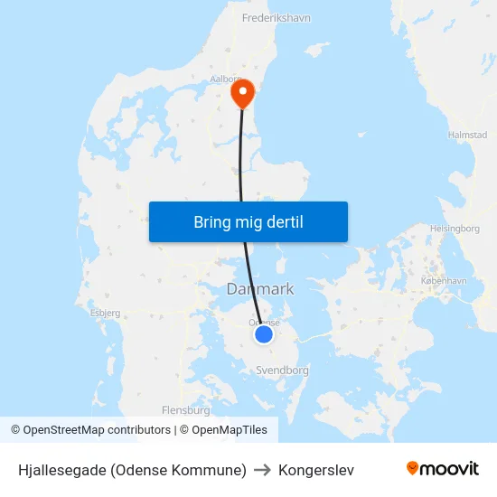 Hjallesegade (Odense Kommune) to Kongerslev map