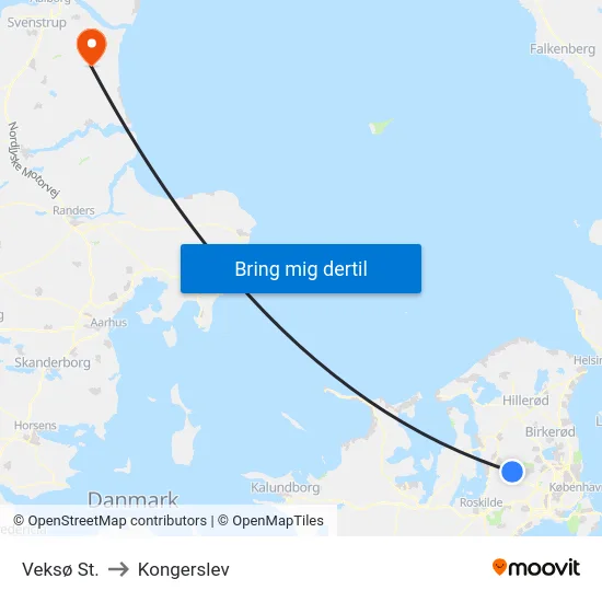 Veksø St. to Kongerslev map