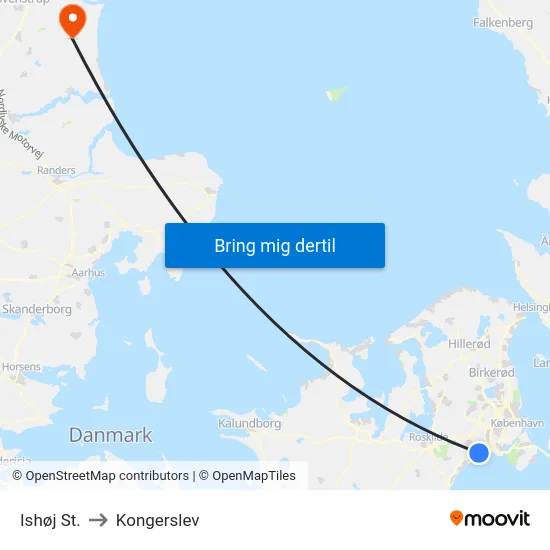 Ishøj St. to Kongerslev map