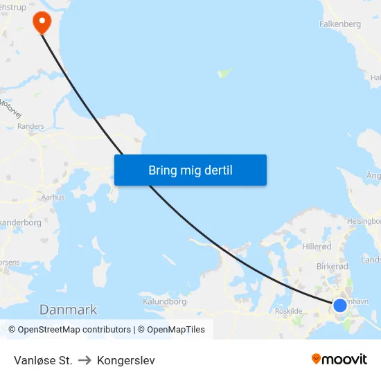 Vanløse St. to Kongerslev map