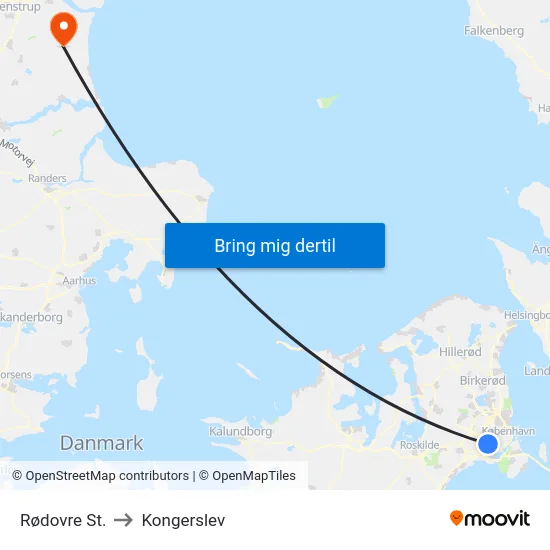 Rødovre St. to Kongerslev map