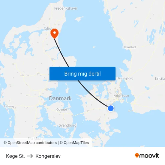 Køge St. to Kongerslev map