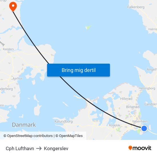 Cph Lufthavn to Kongerslev map