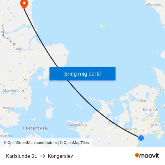 Karlslunde St. to Kongerslev map