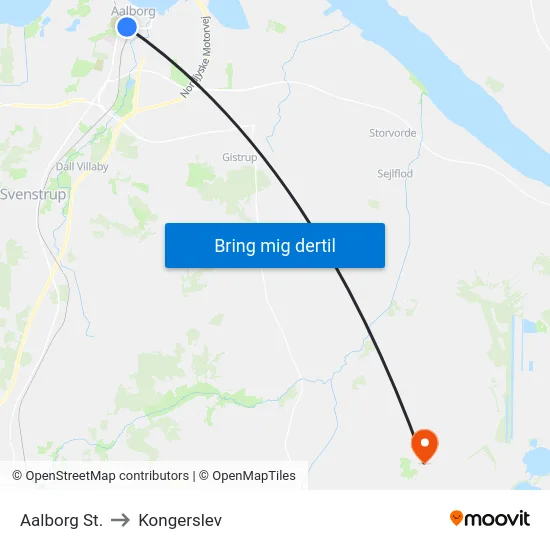 Aalborg St. to Kongerslev map