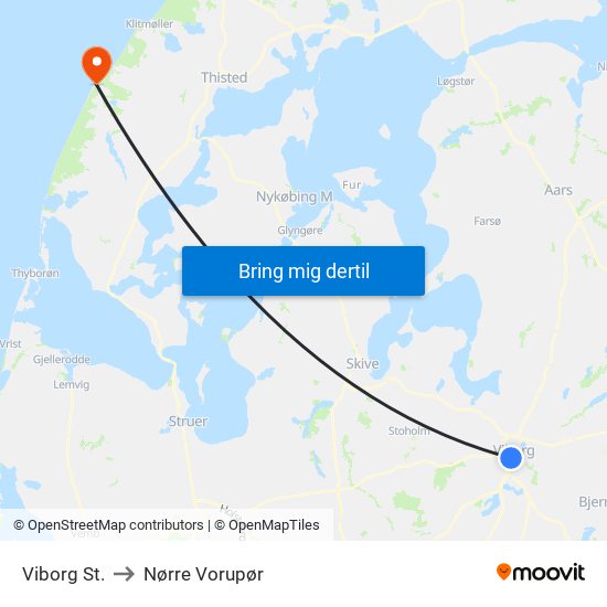 Viborg St. to Nørre Vorupør map