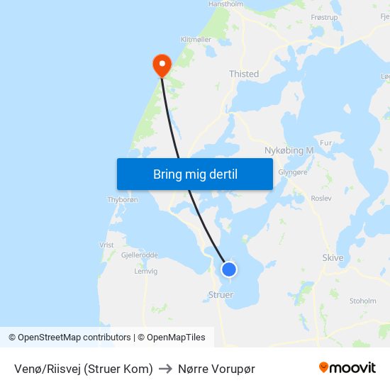 Venø/Riisvej (Struer Kom) to Nørre Vorupør map