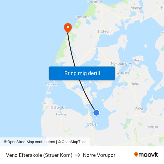 Venø Efterskole (Struer Kom) to Nørre Vorupør map