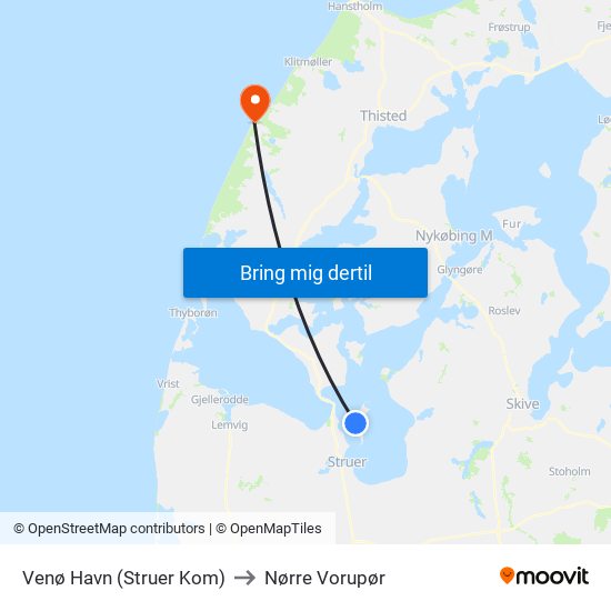 Venø Havn (Struer Kom) to Nørre Vorupør map