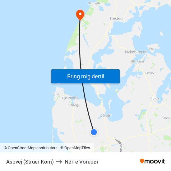 Aspvej (Struer Kom) to Nørre Vorupør map