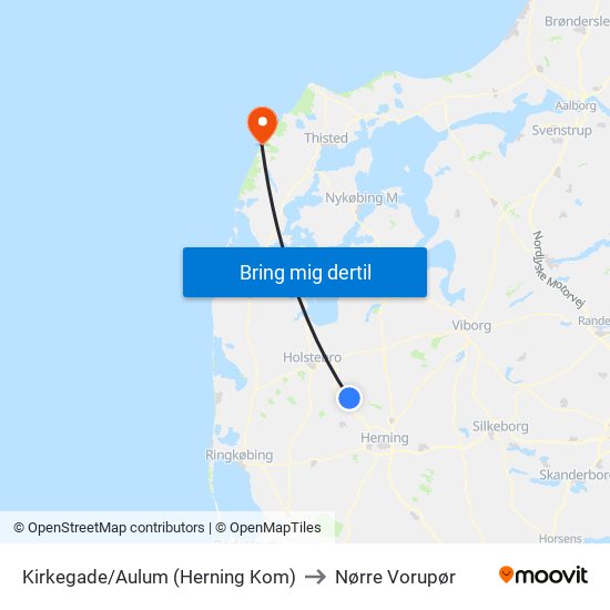 Kirkegade/Aulum (Herning Kom) to Nørre Vorupør map