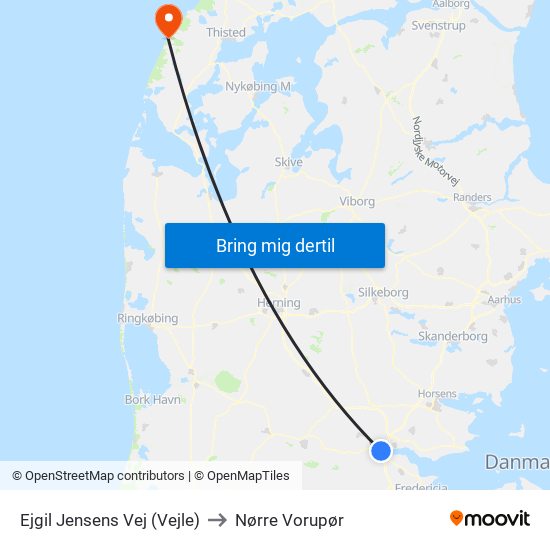 Ejgil Jensens Vej (Vejle) to Nørre Vorupør map