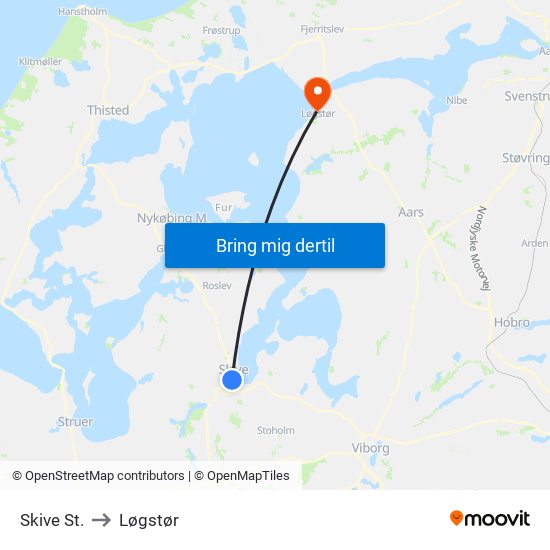 Skive St. to Løgstør map