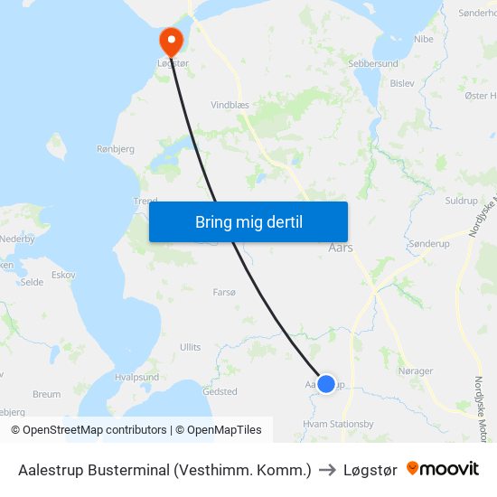 Aalestrup Busterminal (Vesthimm. Komm.) to Løgstør map