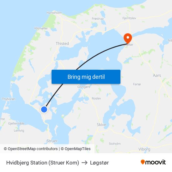 Hvidbjerg Station (Struer Kom) to Løgstør map