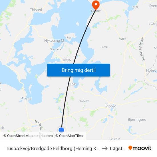 Tusbækvej/Bredgade Feldborg (Herning Kom) to Løgstør map